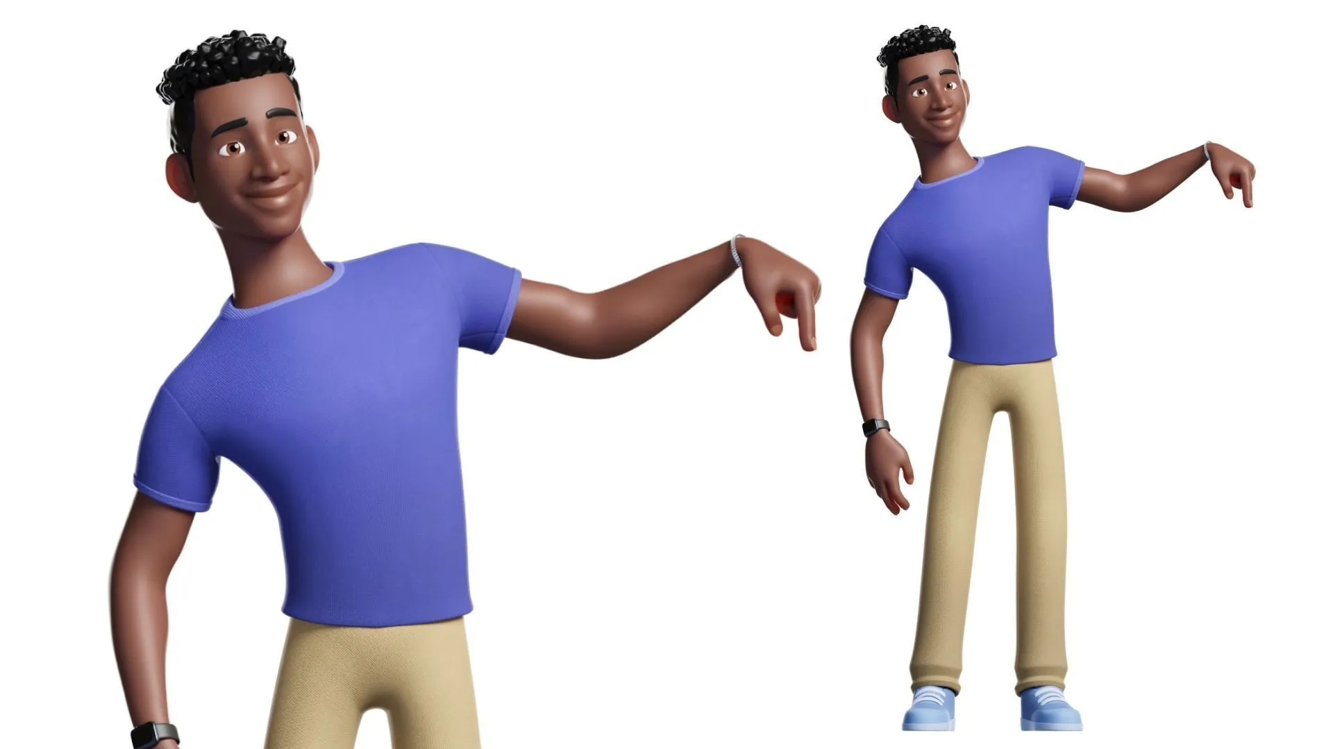 Customizable Black Man Character 3D character model close-up view